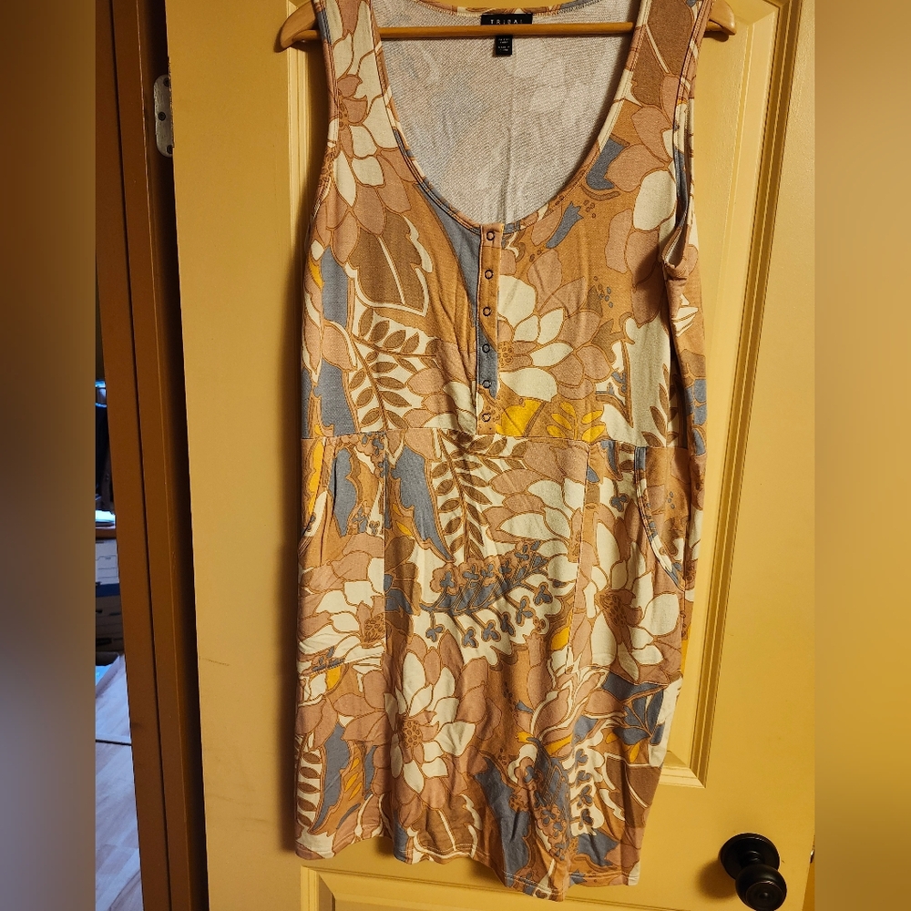 Tribal Sleeveless Dress in Blush Pink And Blue Tones